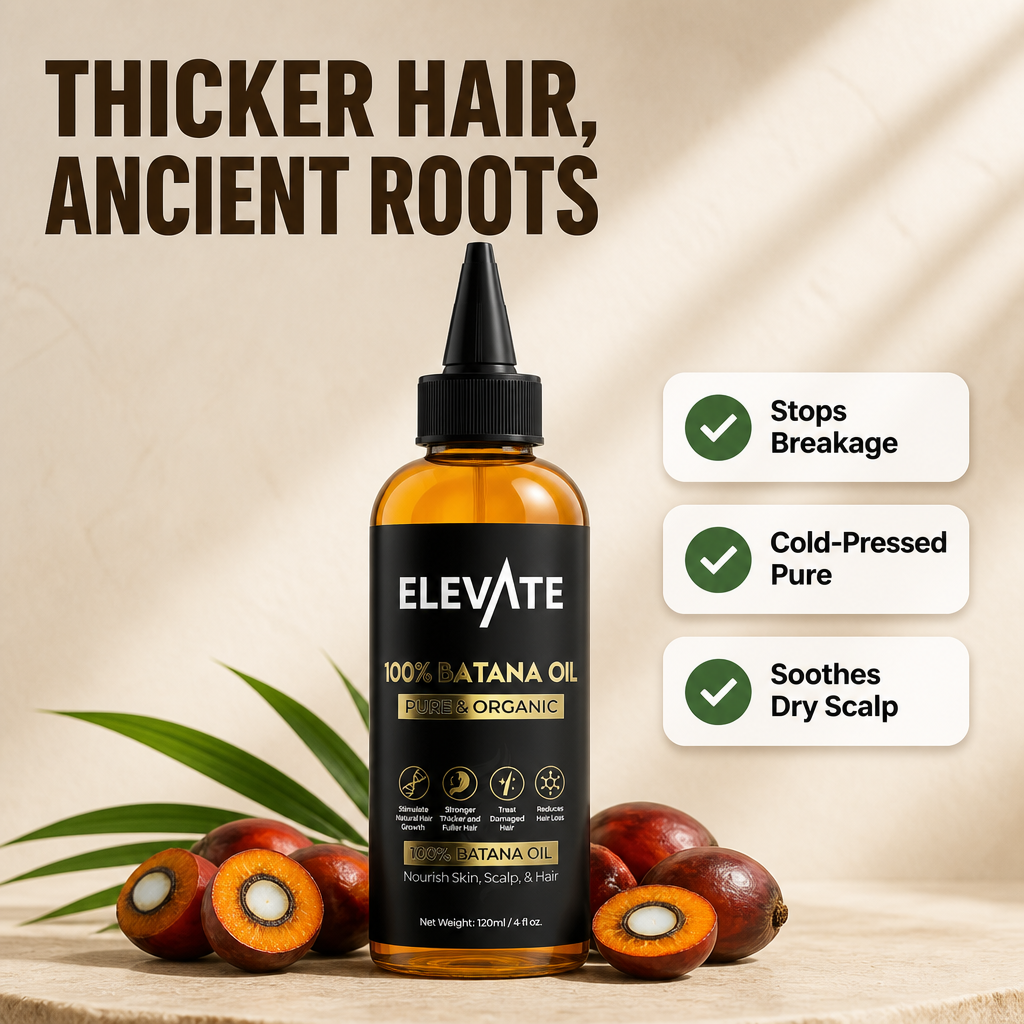 Elevana Batana Oil hero — thicker hair, ancient roots