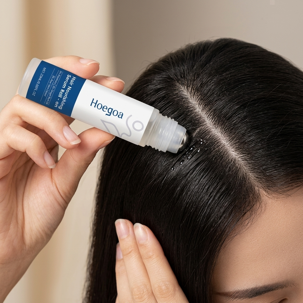 Hair Growth Serum Roller being applied to the scalp